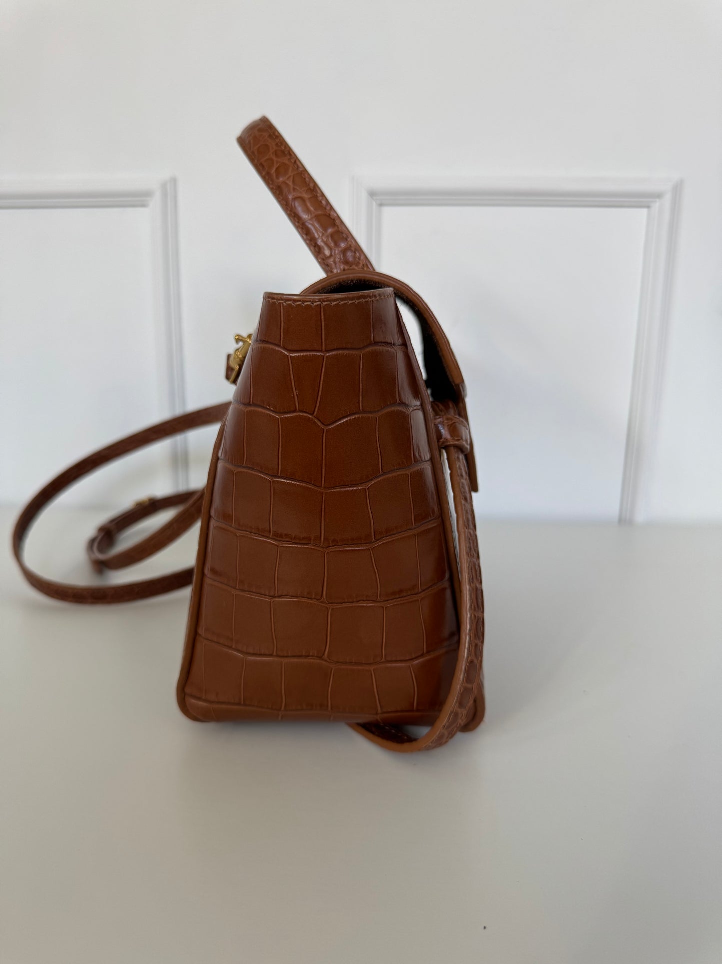 Celine Brown Croc Belt Bag