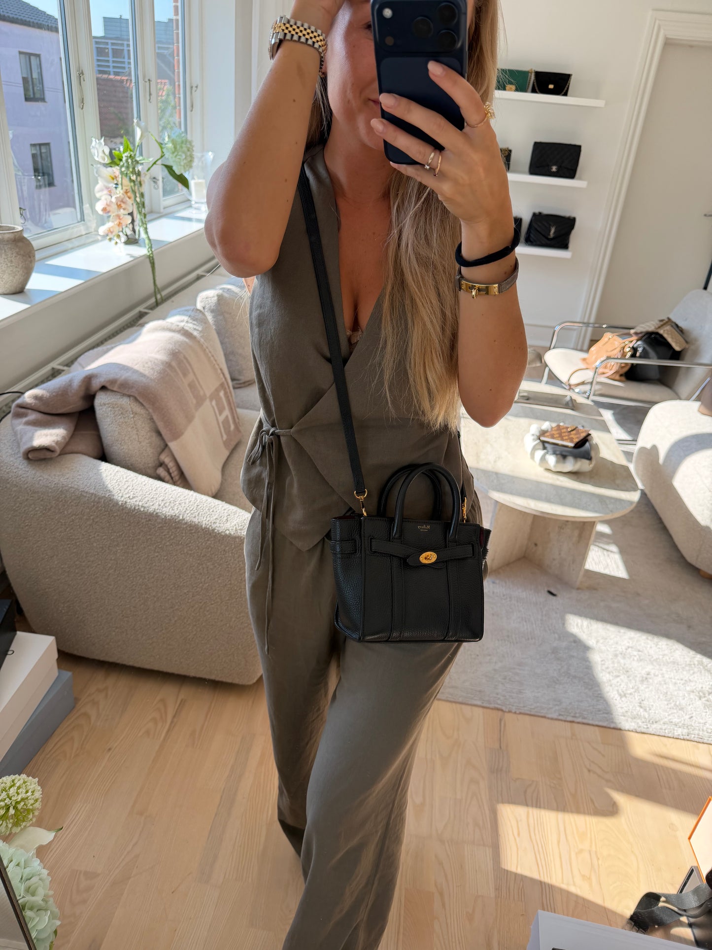 Mulberry Black Mini Zipped Bayswater