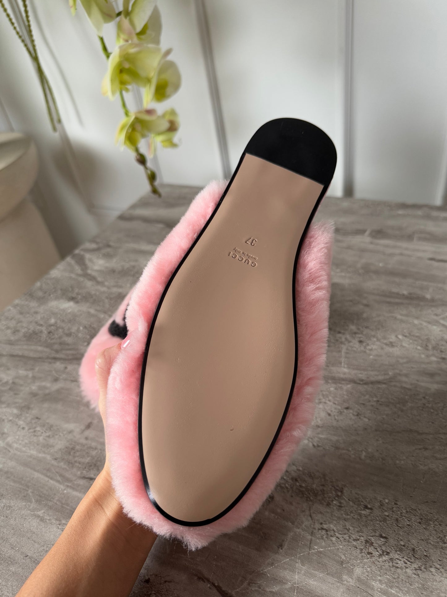 Gucci pink fluffy hjemmesko 37