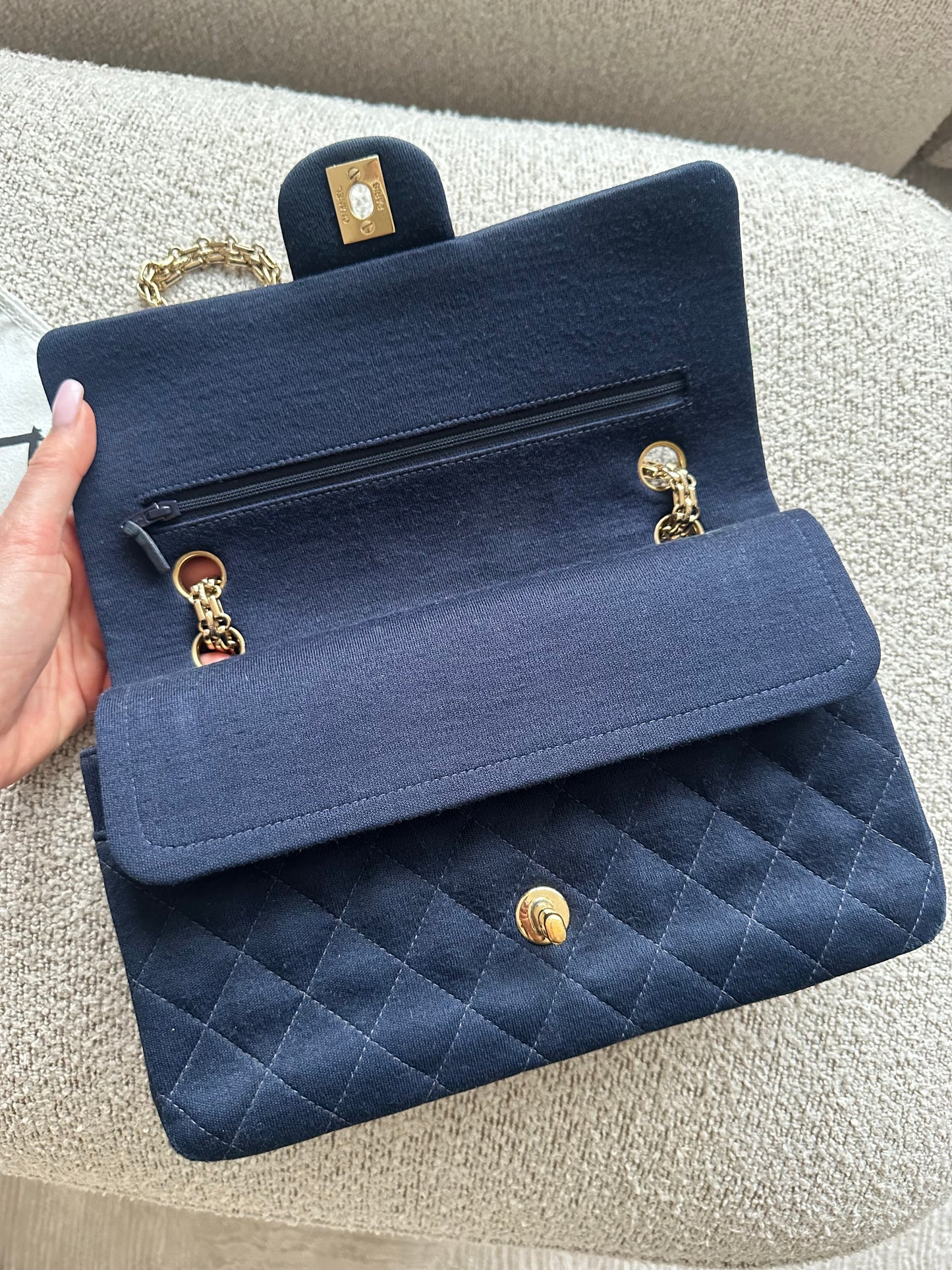 Chanel Classic Double Flap | Navy fabric