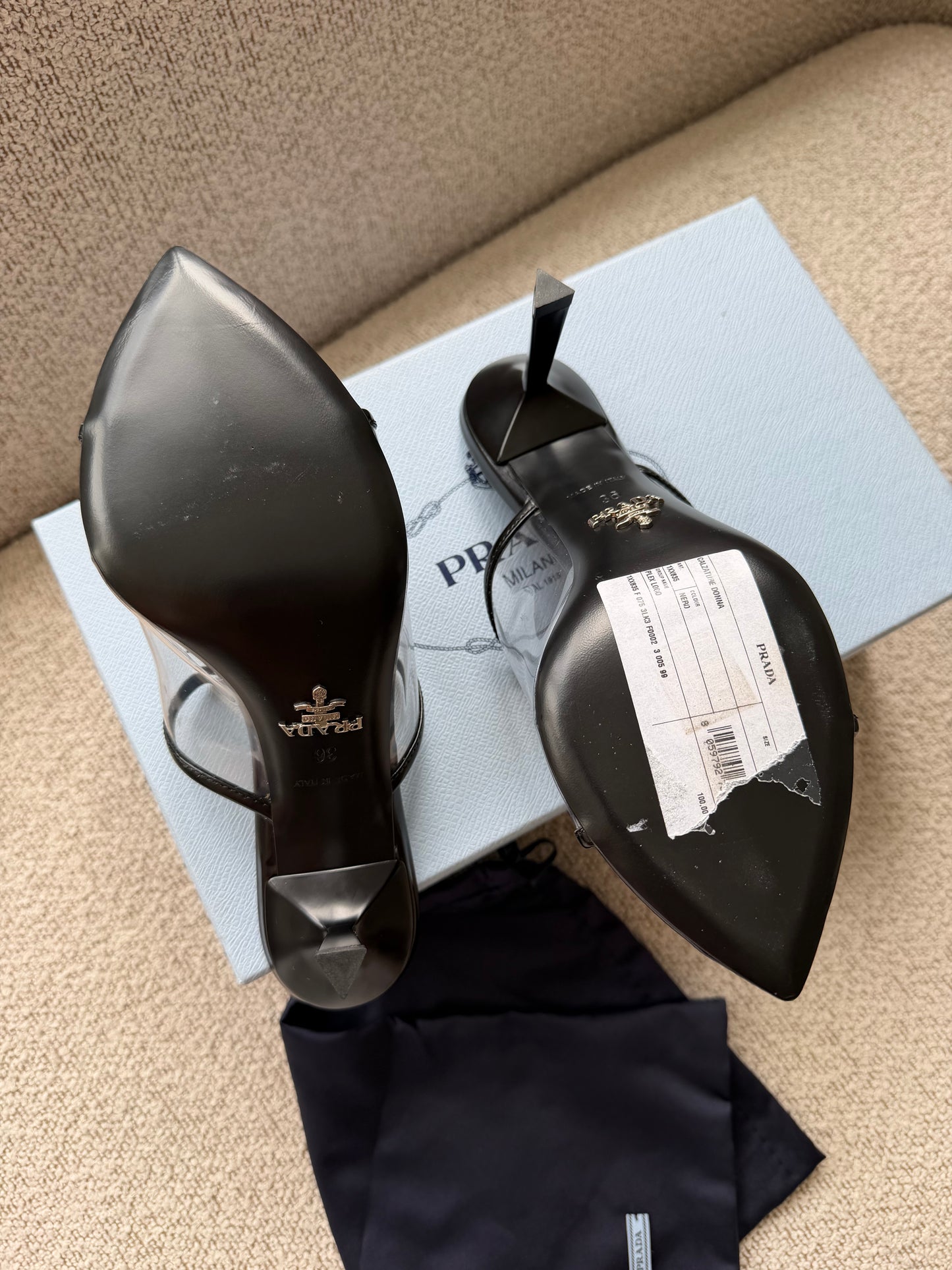 Prada PVC Logo Mules – Str. 36