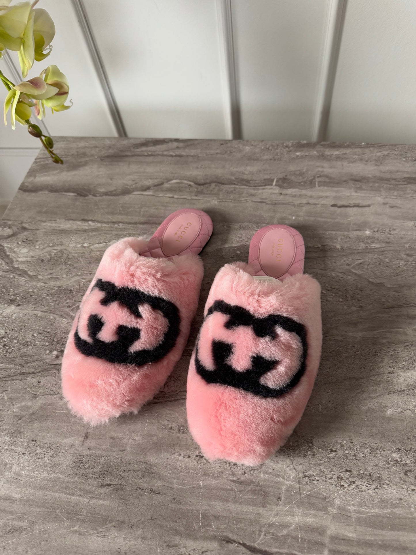 Gucci pink fluffy hjemmesko 37