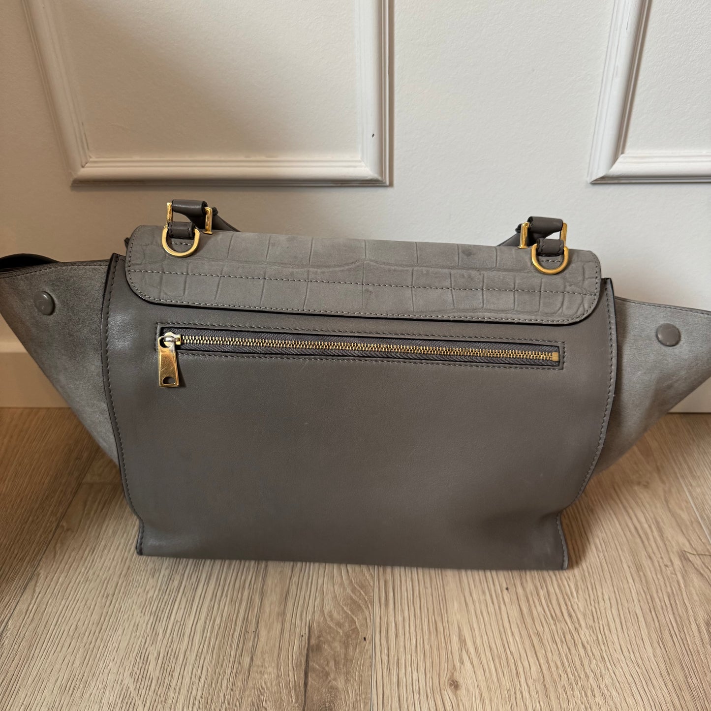 Celine Grey Croc Embossed Leather