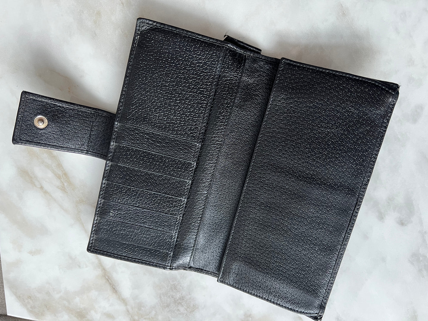 Gucci Black Canvas Continental Wallet With Spur Detail