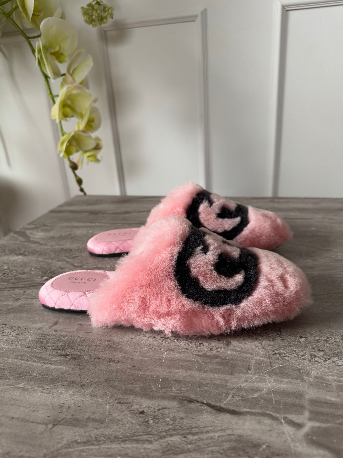 Gucci pink fluffy hjemmesko 37