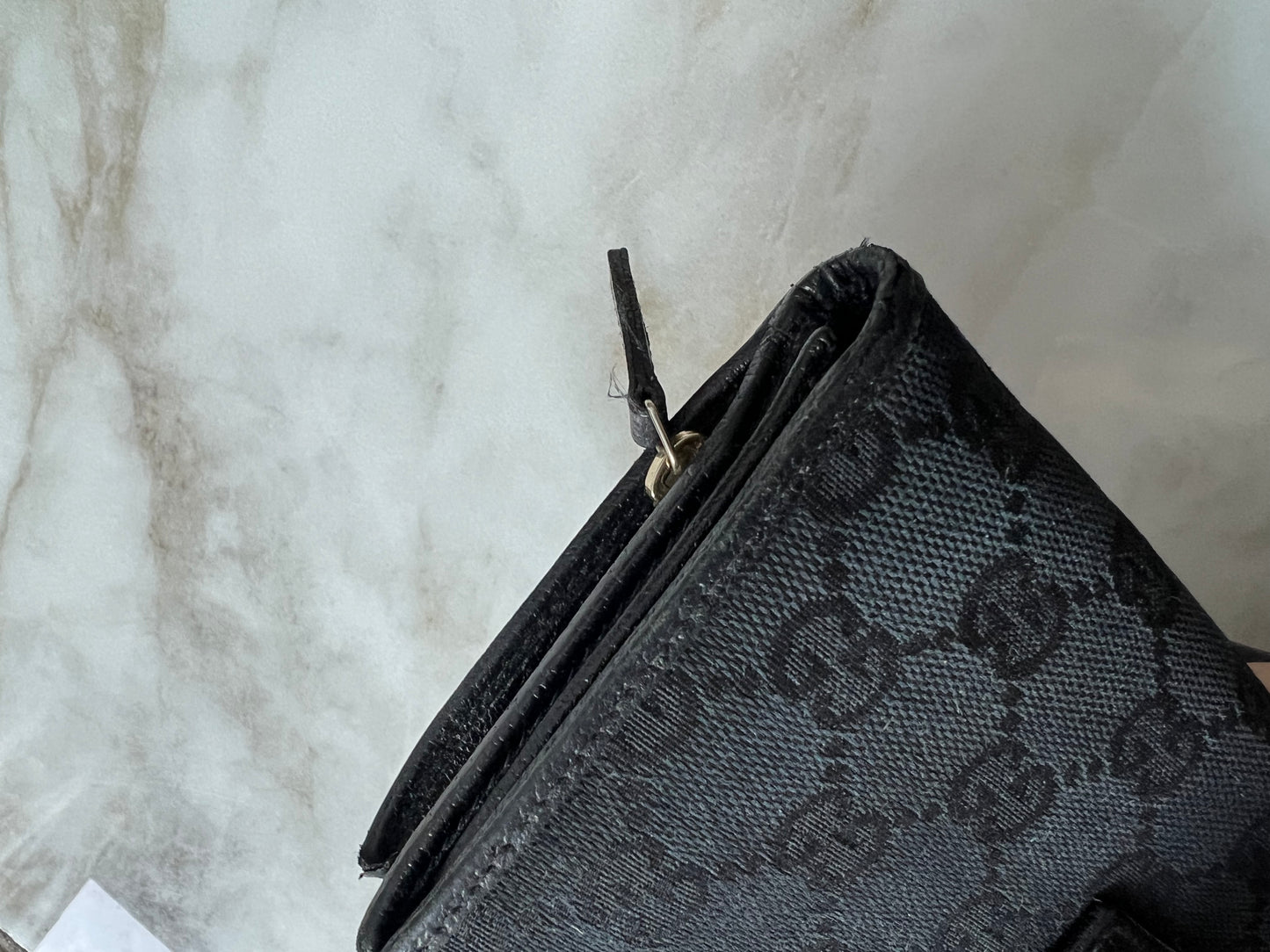Gucci Black Canvas Continental Wallet With Spur Detail