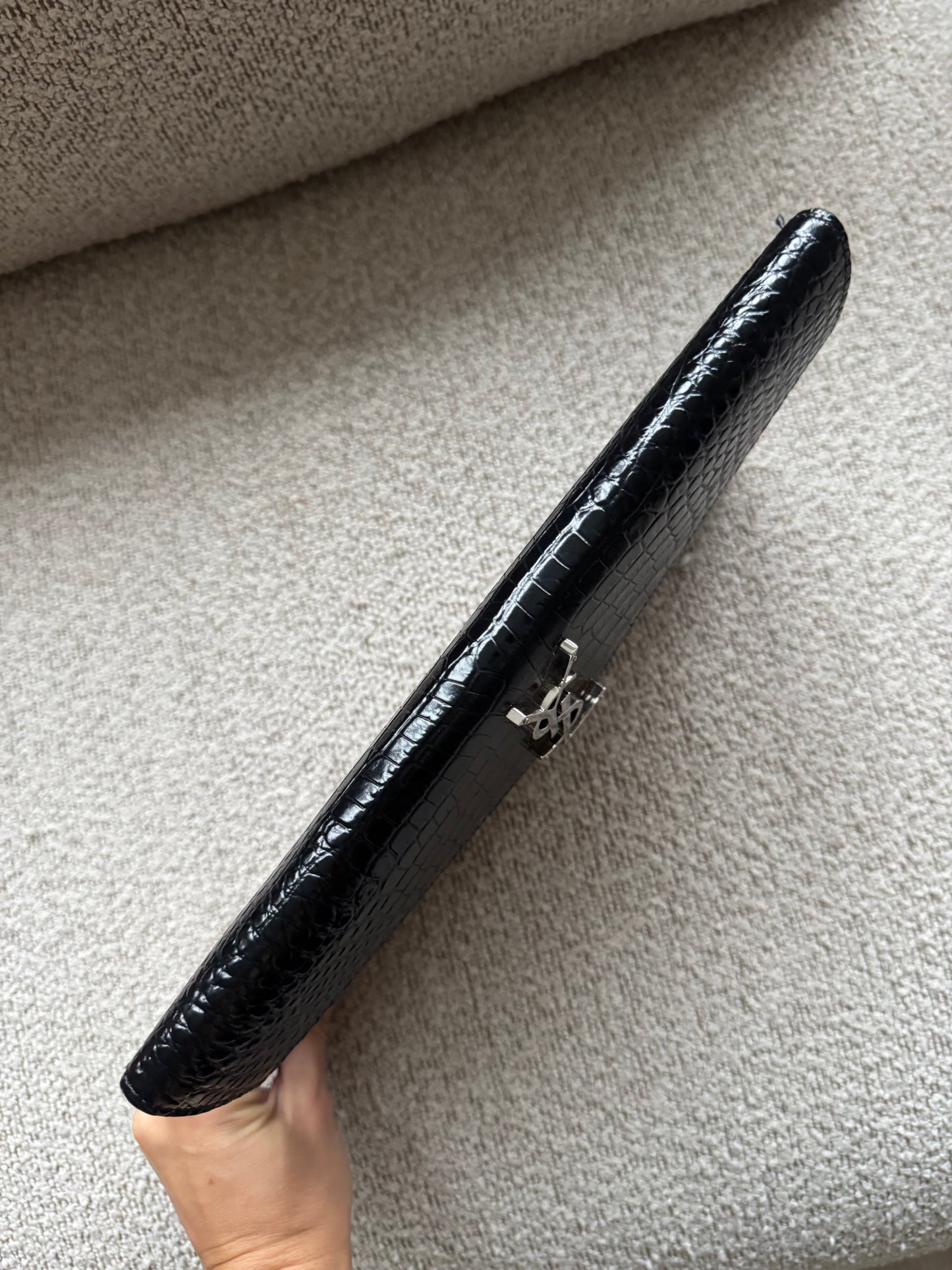 Saint Laurent YSL Kate Black croc Clutch