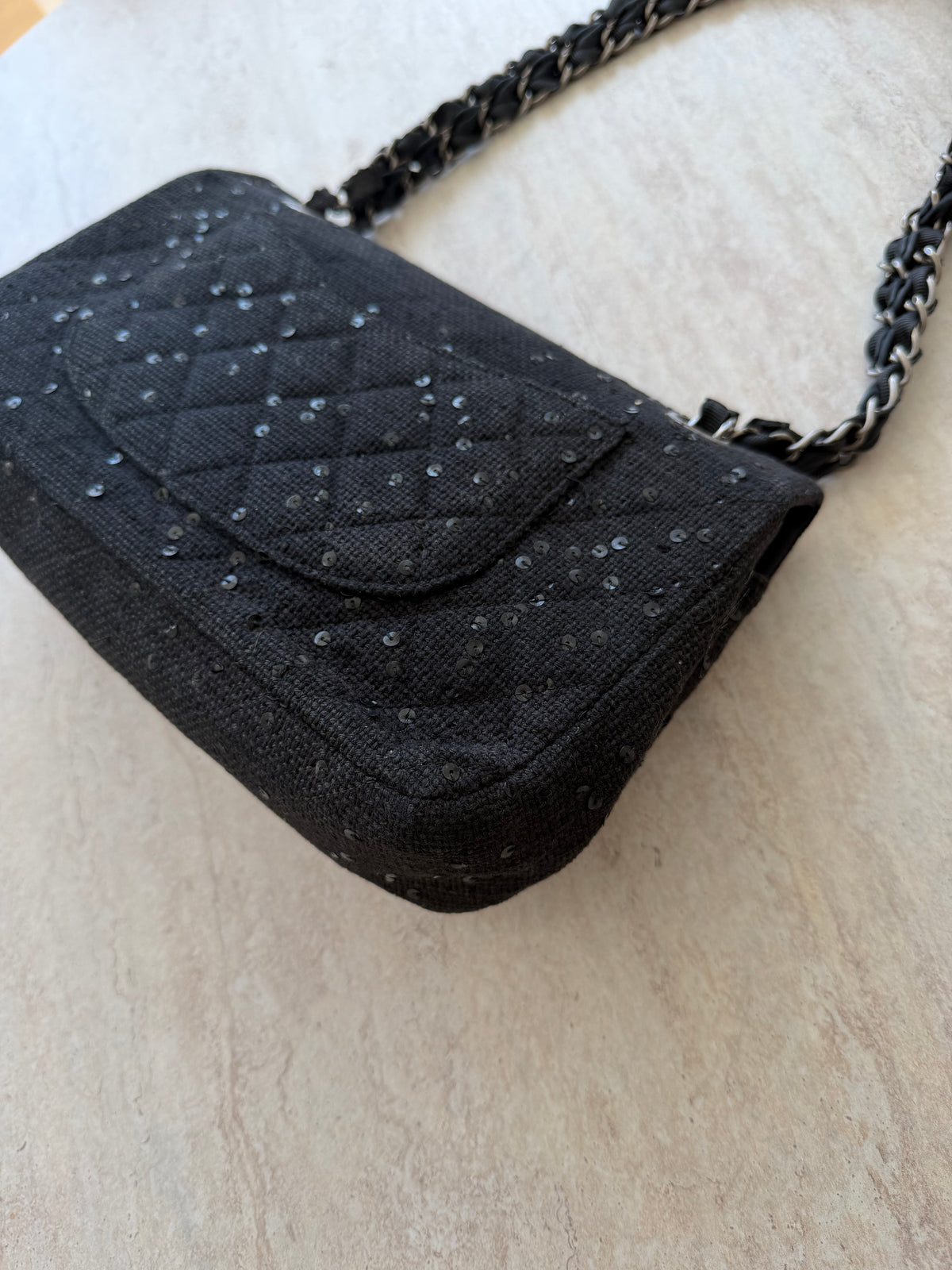 Chanel Tweed Sequin Flap Bag – Black SHW