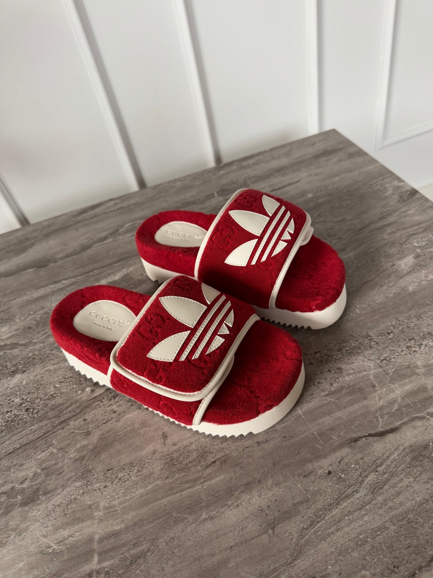 Gucci x Adidas red slippers 35