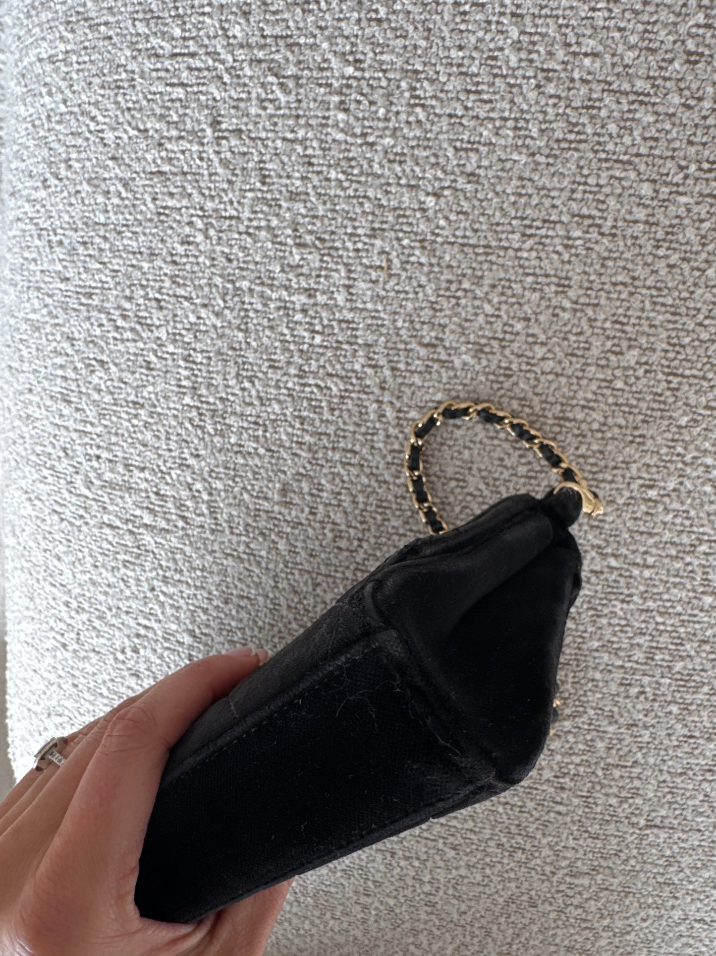 Chanel quilt velour black clutch