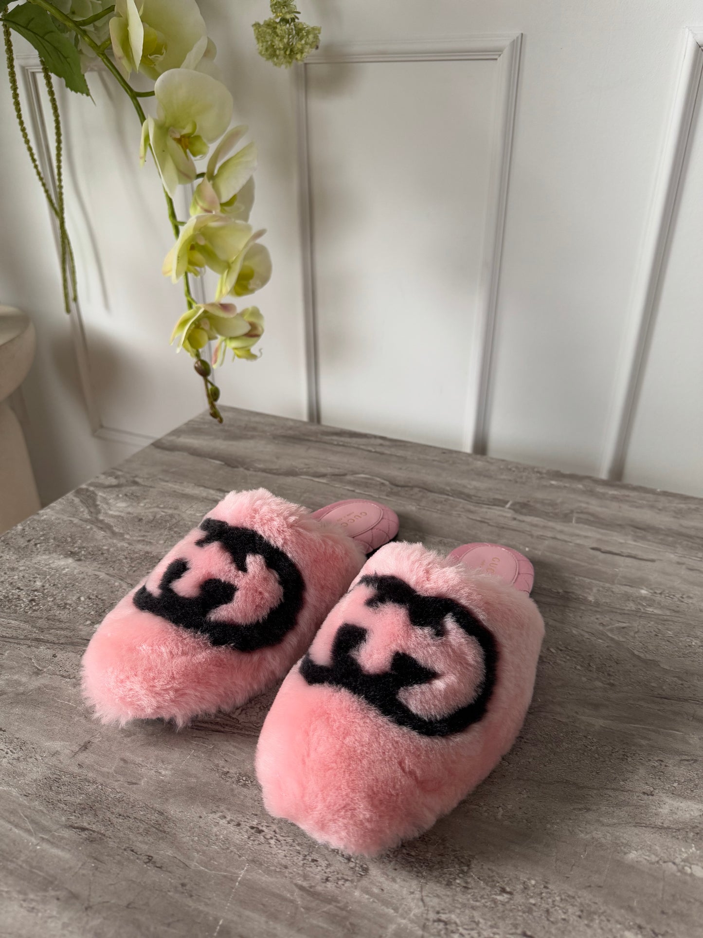 Gucci pink fluffy hjemmesko 37