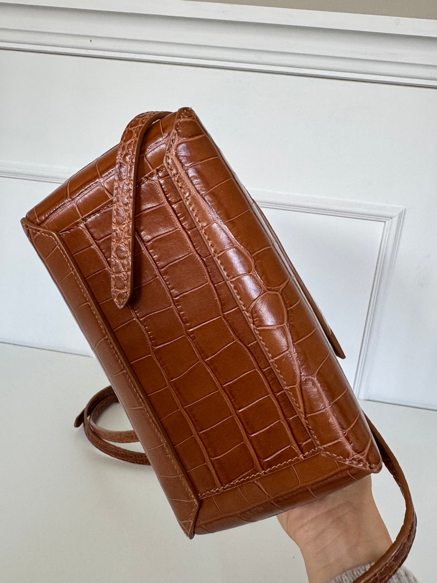 Celine Brown Croc Belt Bag