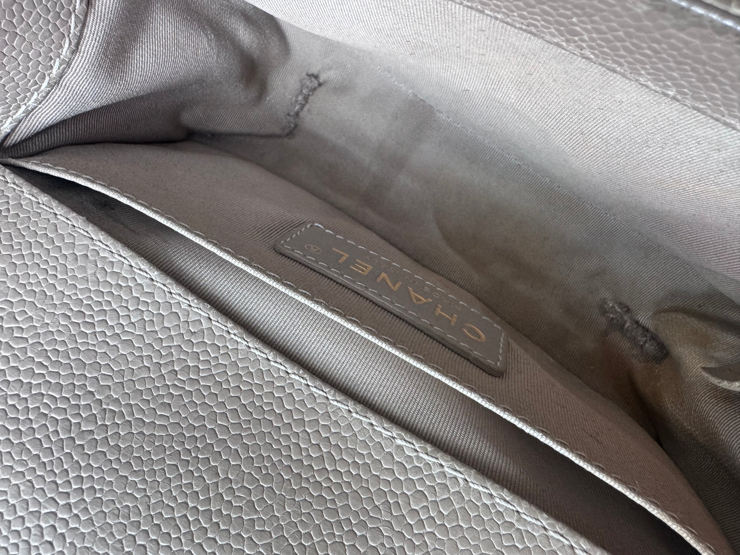 Chanel Small Boy Taupe Leather GHW