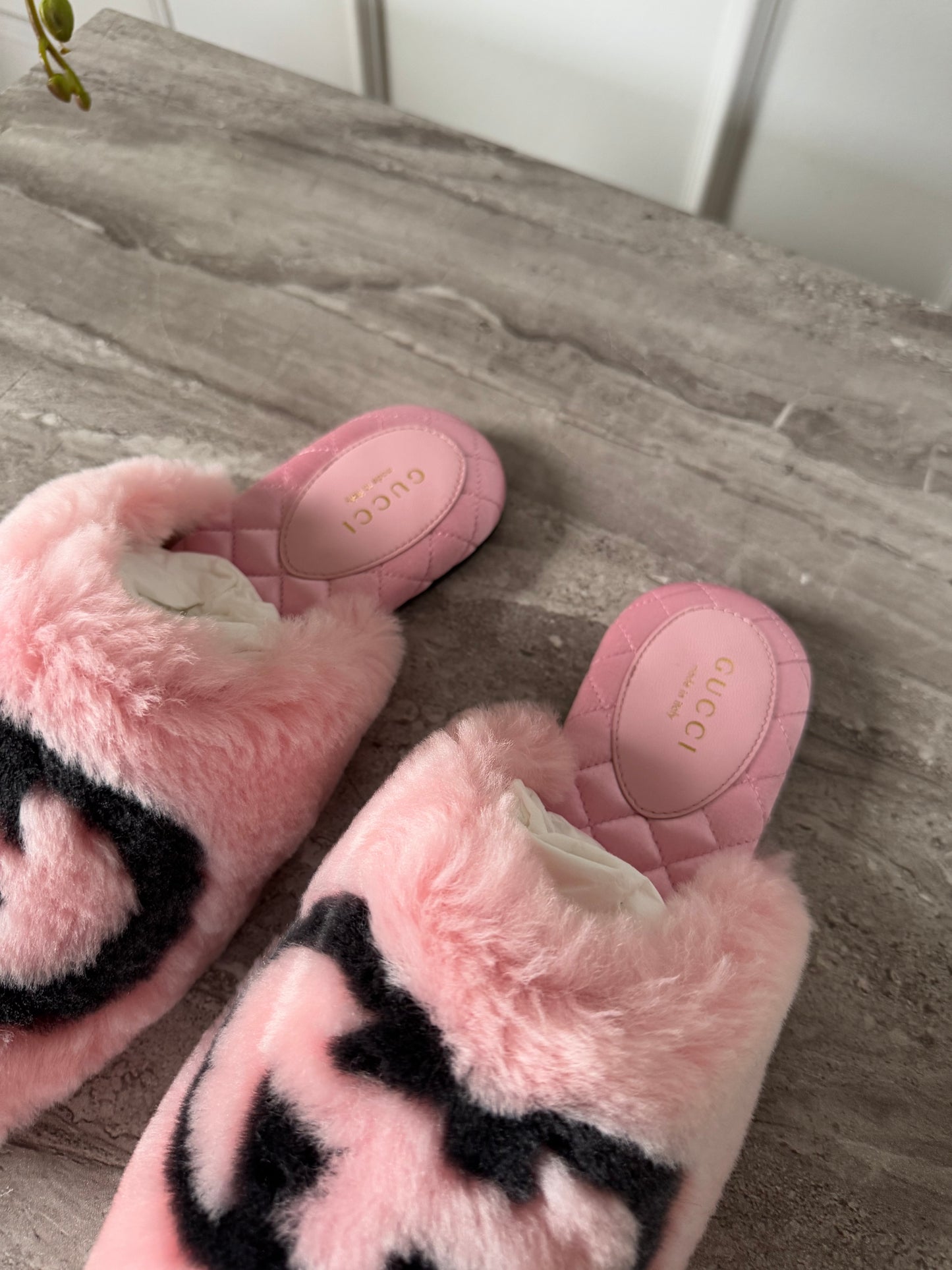 Gucci pink fluffy hjemmesko 37