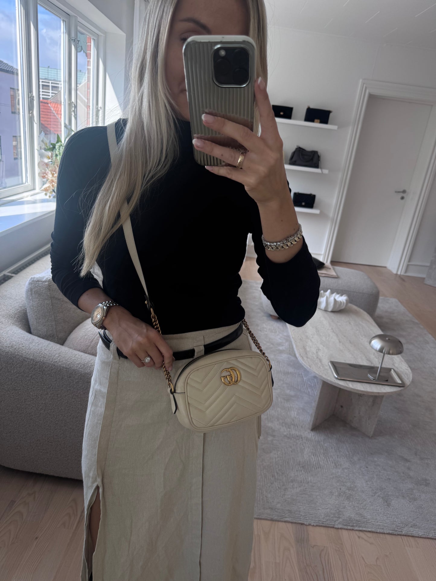 Gucci GG Marmont Mini Camera Bag – Creme white
