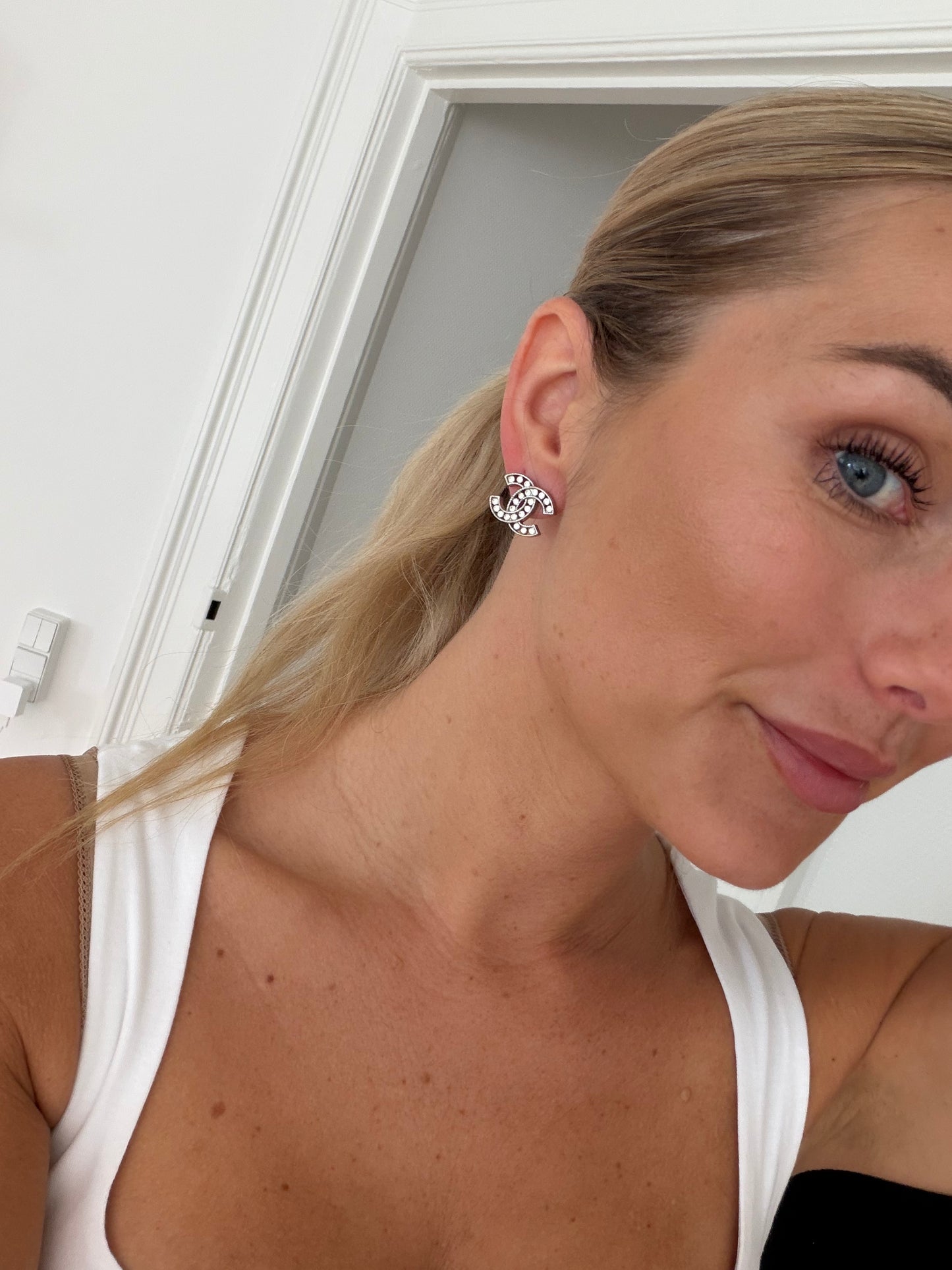 Chanel CC Øreringe silver