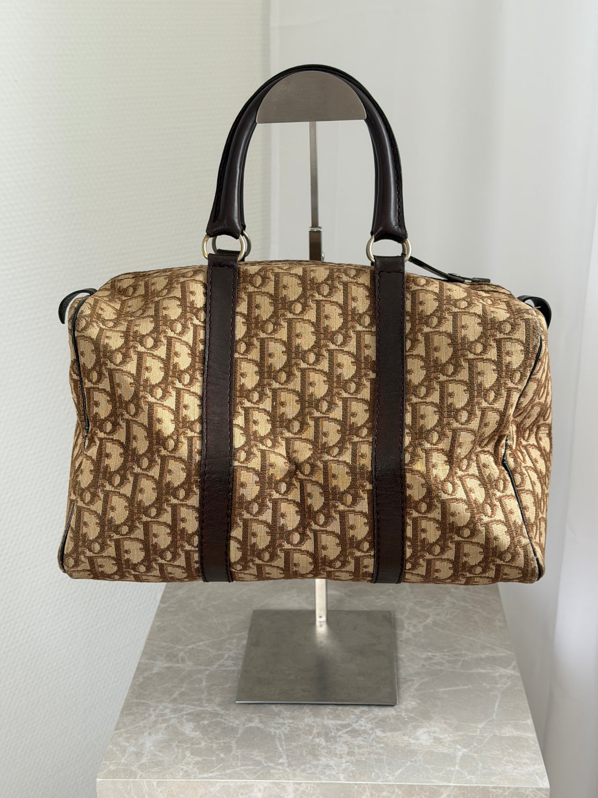 Dior Vintage Trotter Boston Brown Bag