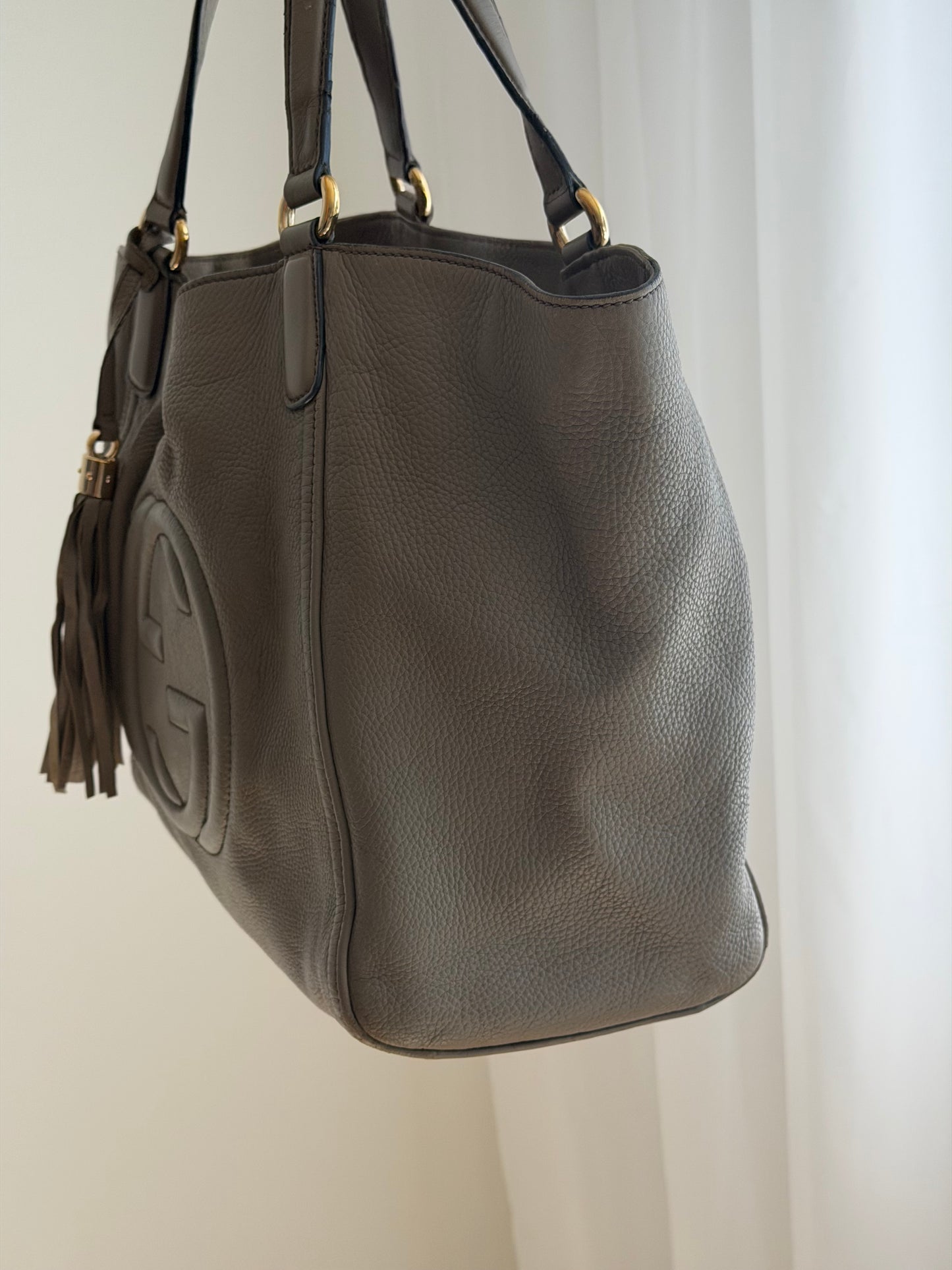 Gucci Soho Leather Taupe Tote