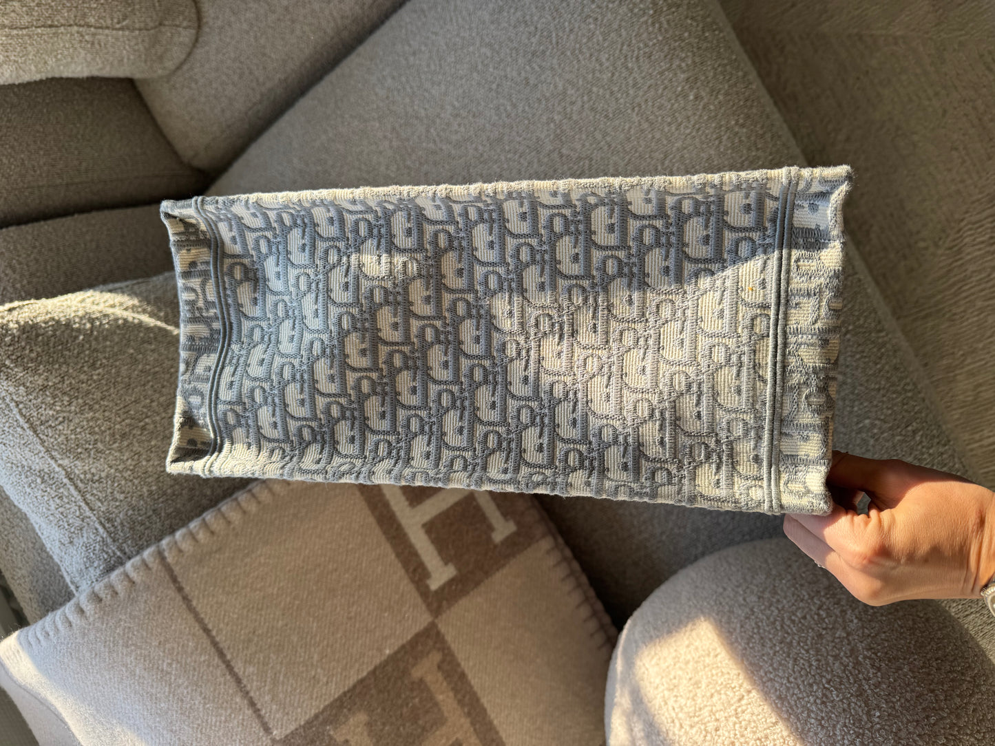 Dior Book Tote grey white