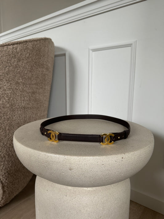 Chanel Vintage Dark Brown belt with Gold hardware