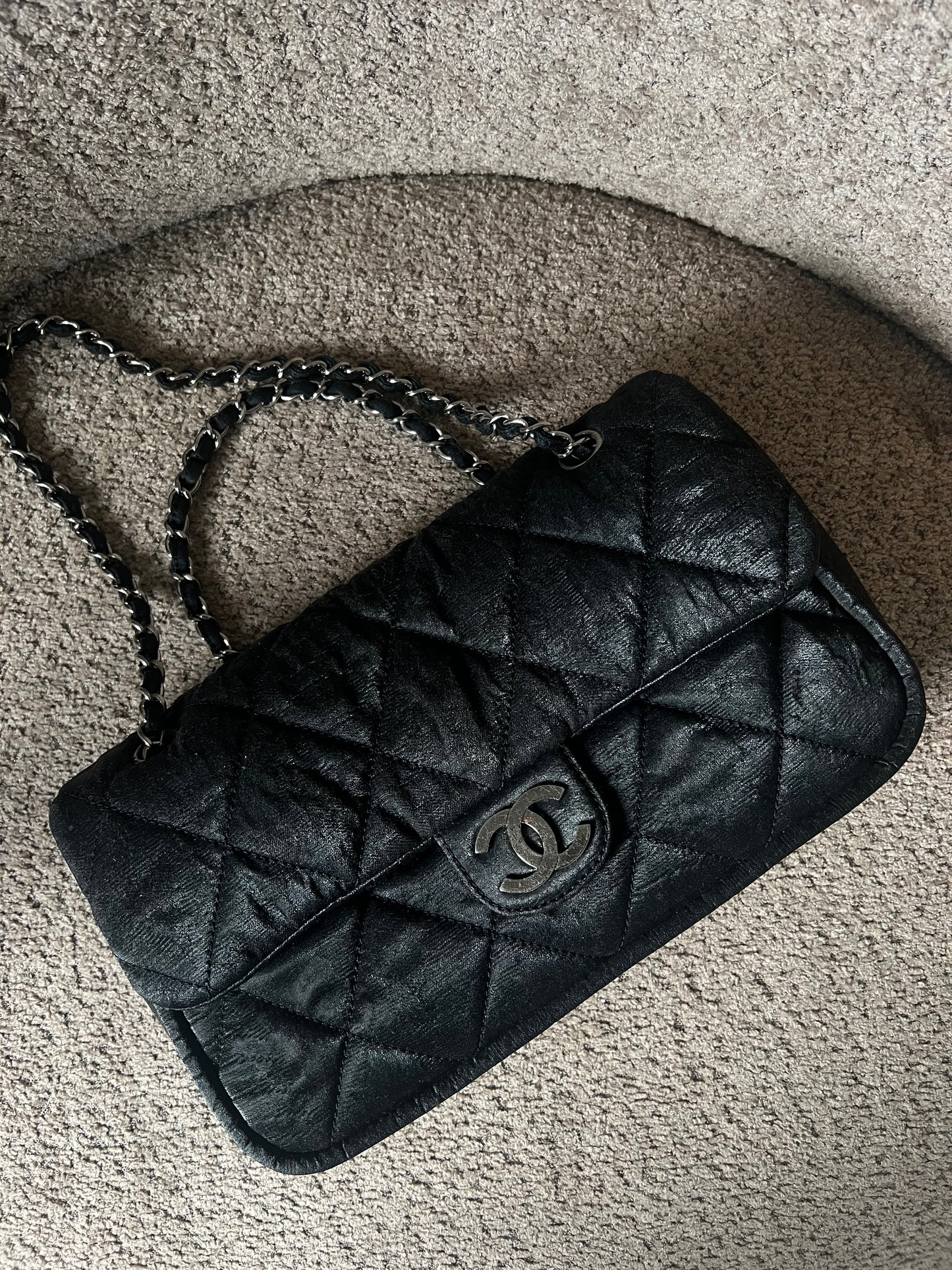 Chanel coated Black Flap Bag