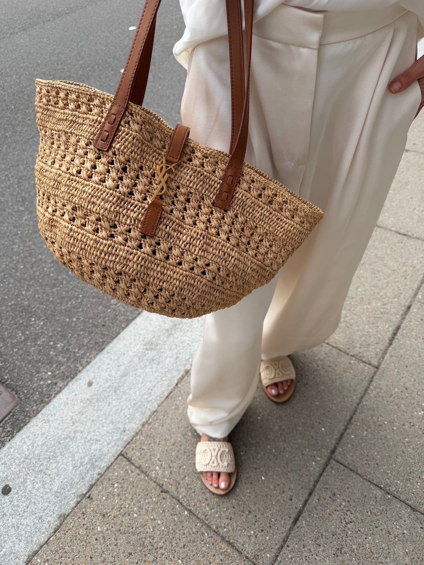 Saint Laurent Panier Raffia Tote