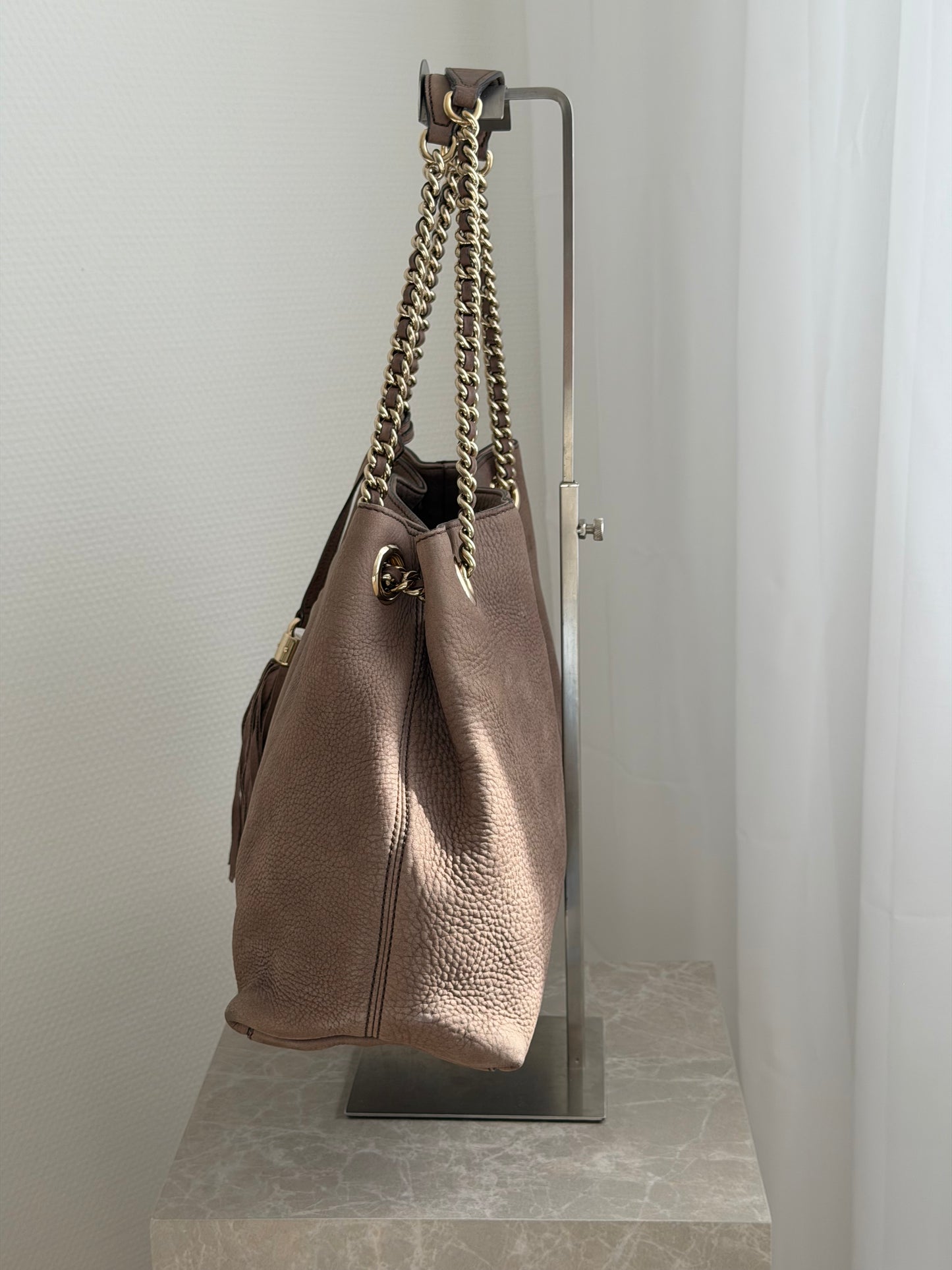 Gucci Soho Suede Tote- Taupe
