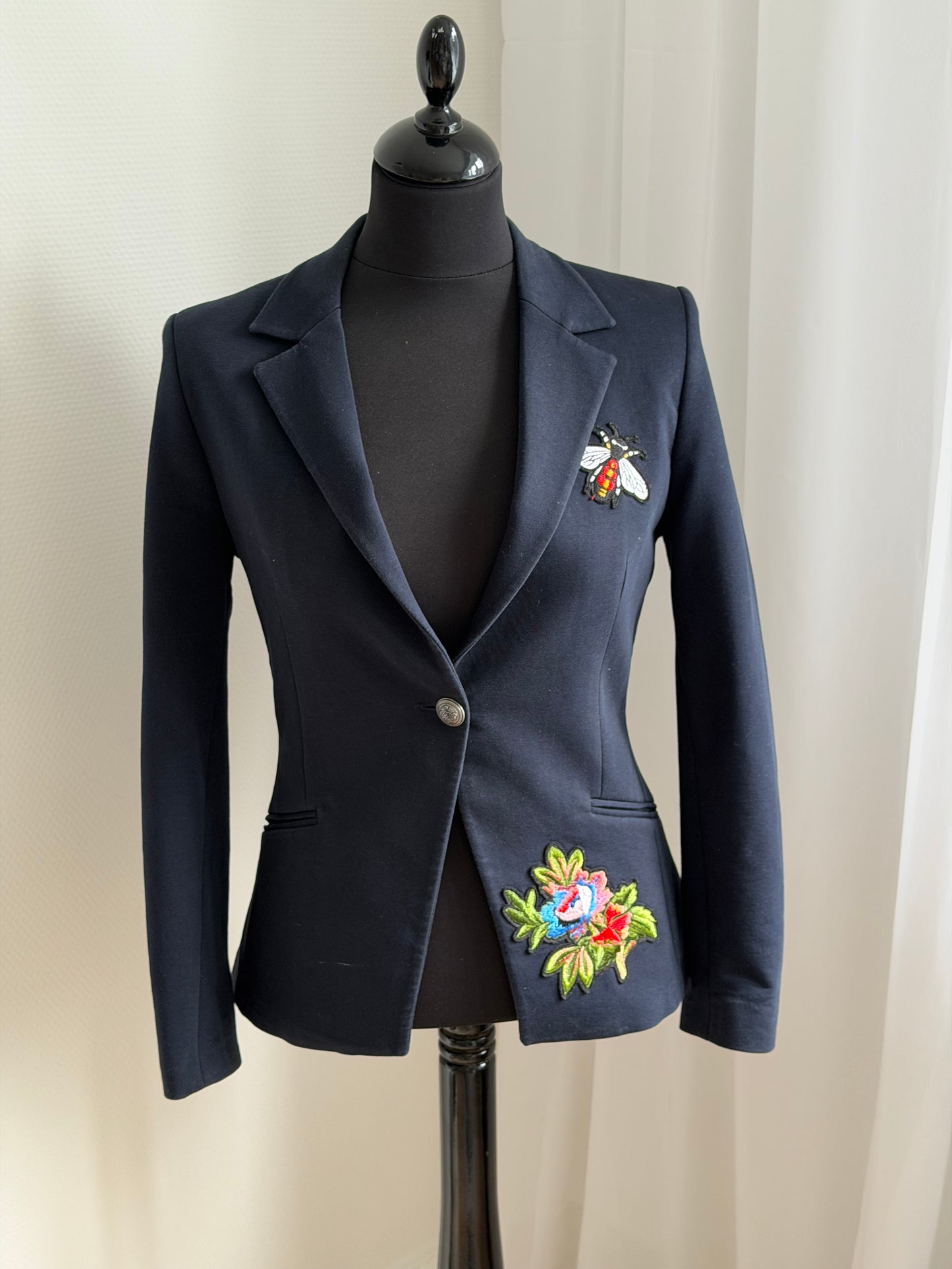 Gucci Embroidered Blazer Navy – Str. S