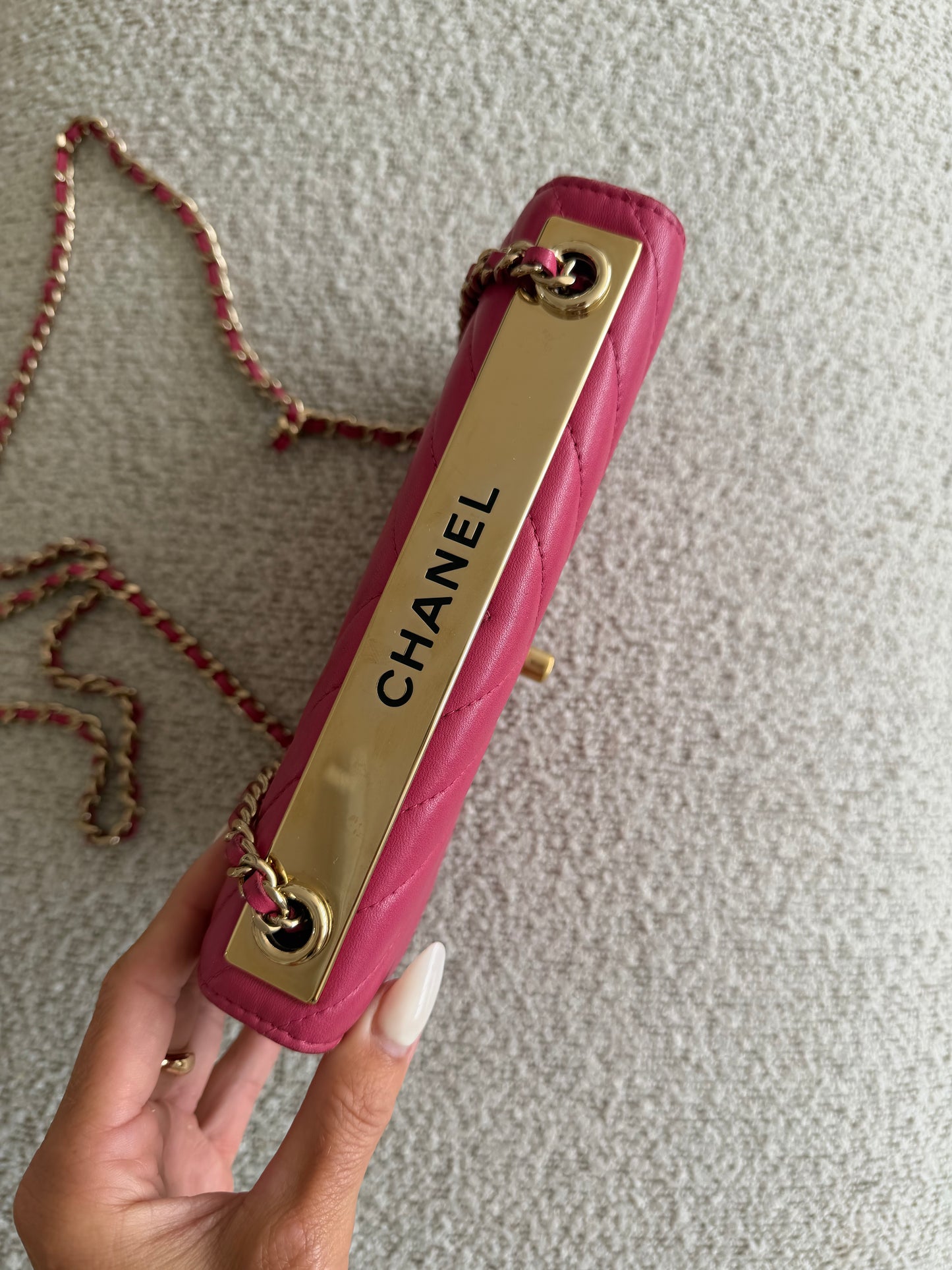 Chanel Trendy Chevron Wallet on Chain – Pink Lambskin