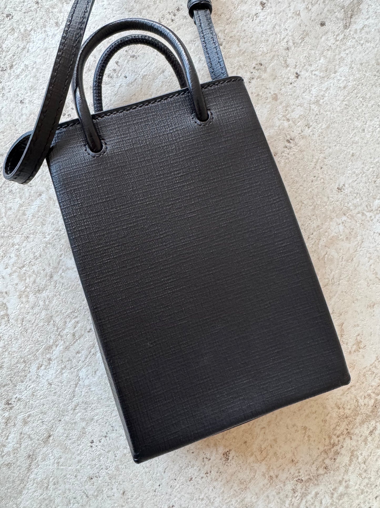 Balenciaga Mini Shopping Phone Holder – Black