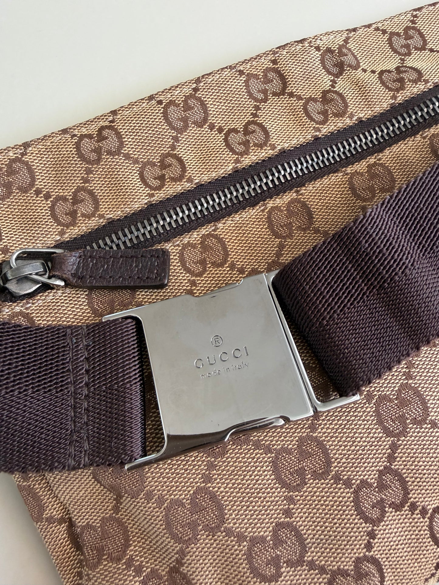 Gucci GG Brown canvas belt bag