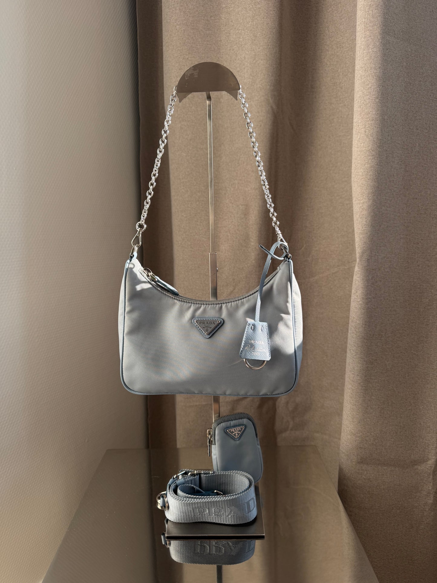 Prada Blue Nylon Re-Edition crossbody shoulder Bag