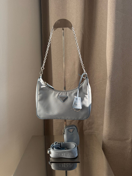 Prada Blue Nylon Re-Edition crossbody shoulder Bag