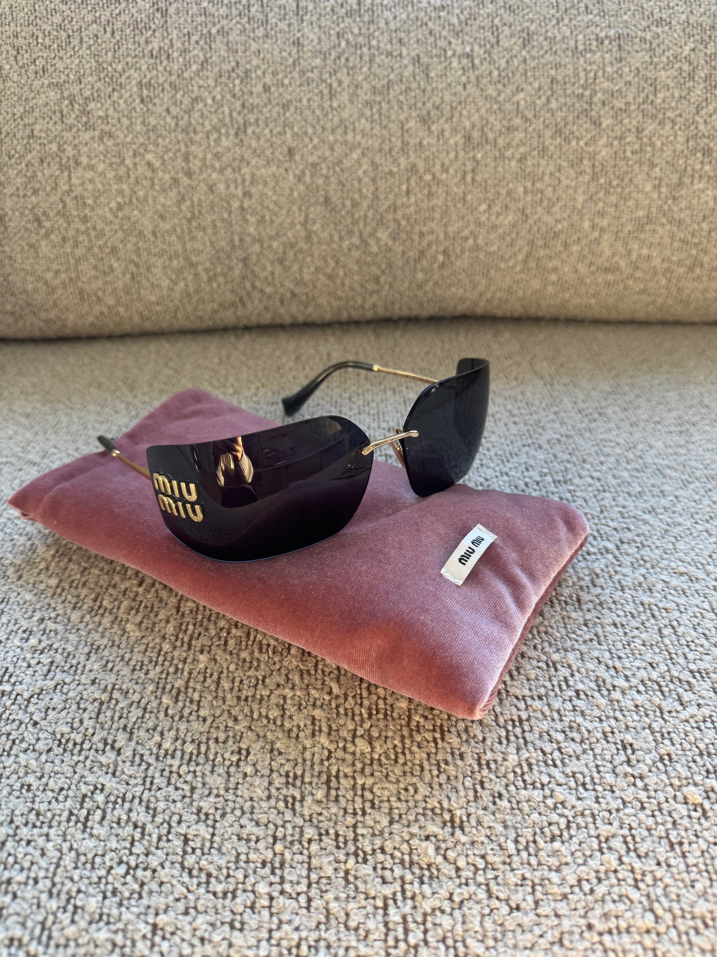 Miu Miu Shield Sunglasses – Gold Detail