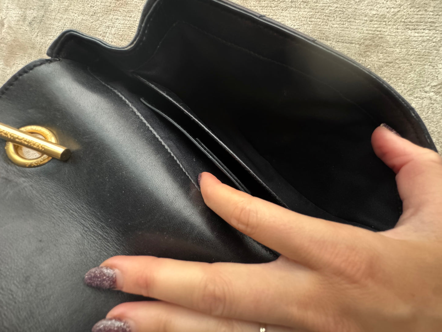 Saint Laurent Vicky Mini – Sort / Guld hardware