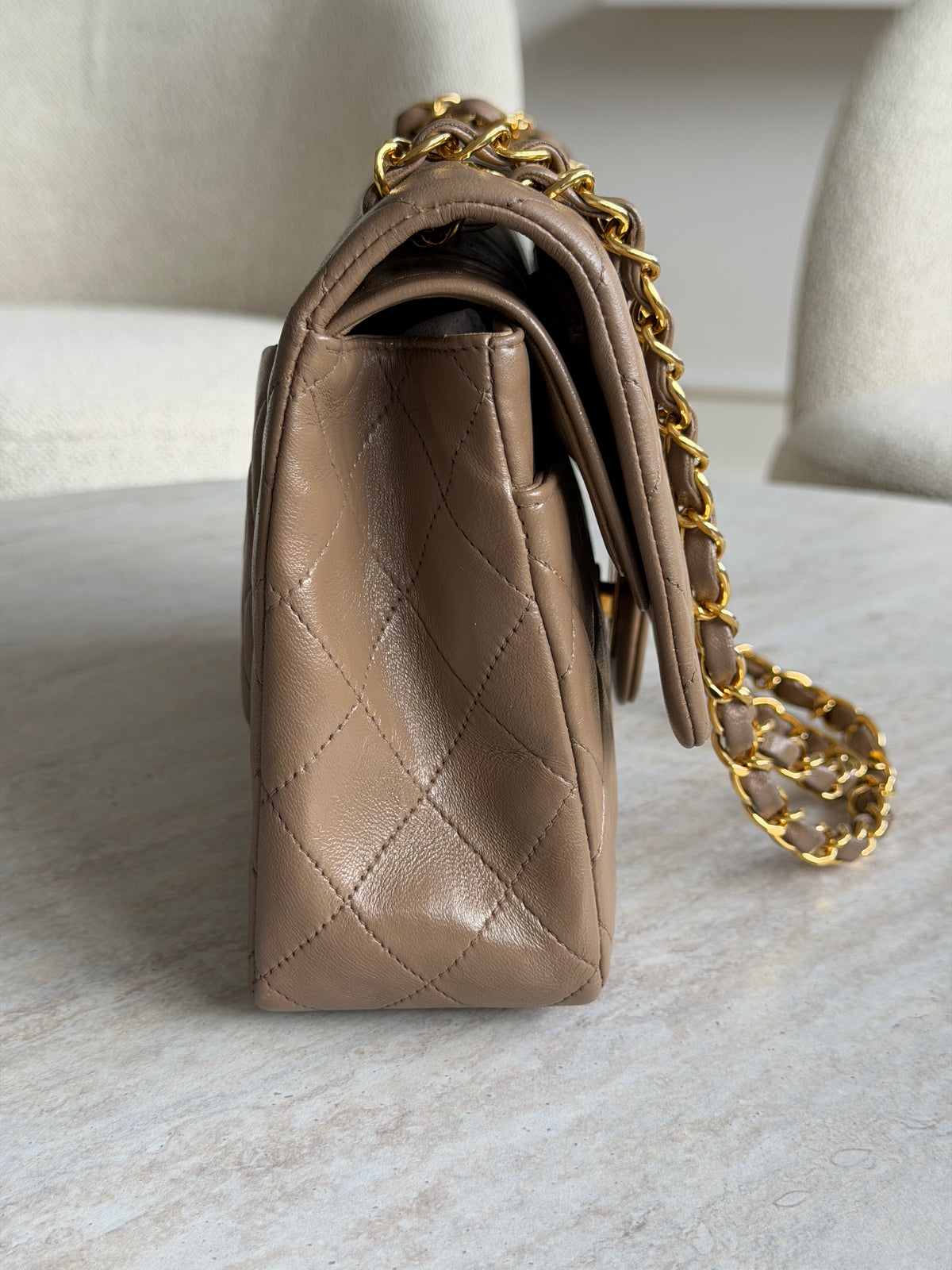 Chanel Medium Classic Double Flap – Taupe / 24K Gold-Plated Hardware
