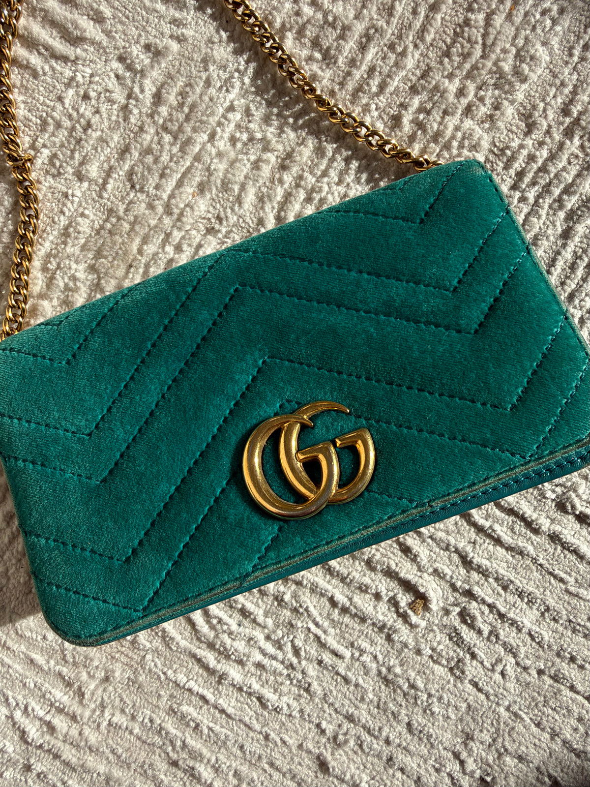 Gucci GG Marmont Chain Flap Wallet – Turquoise / Petrol Blue