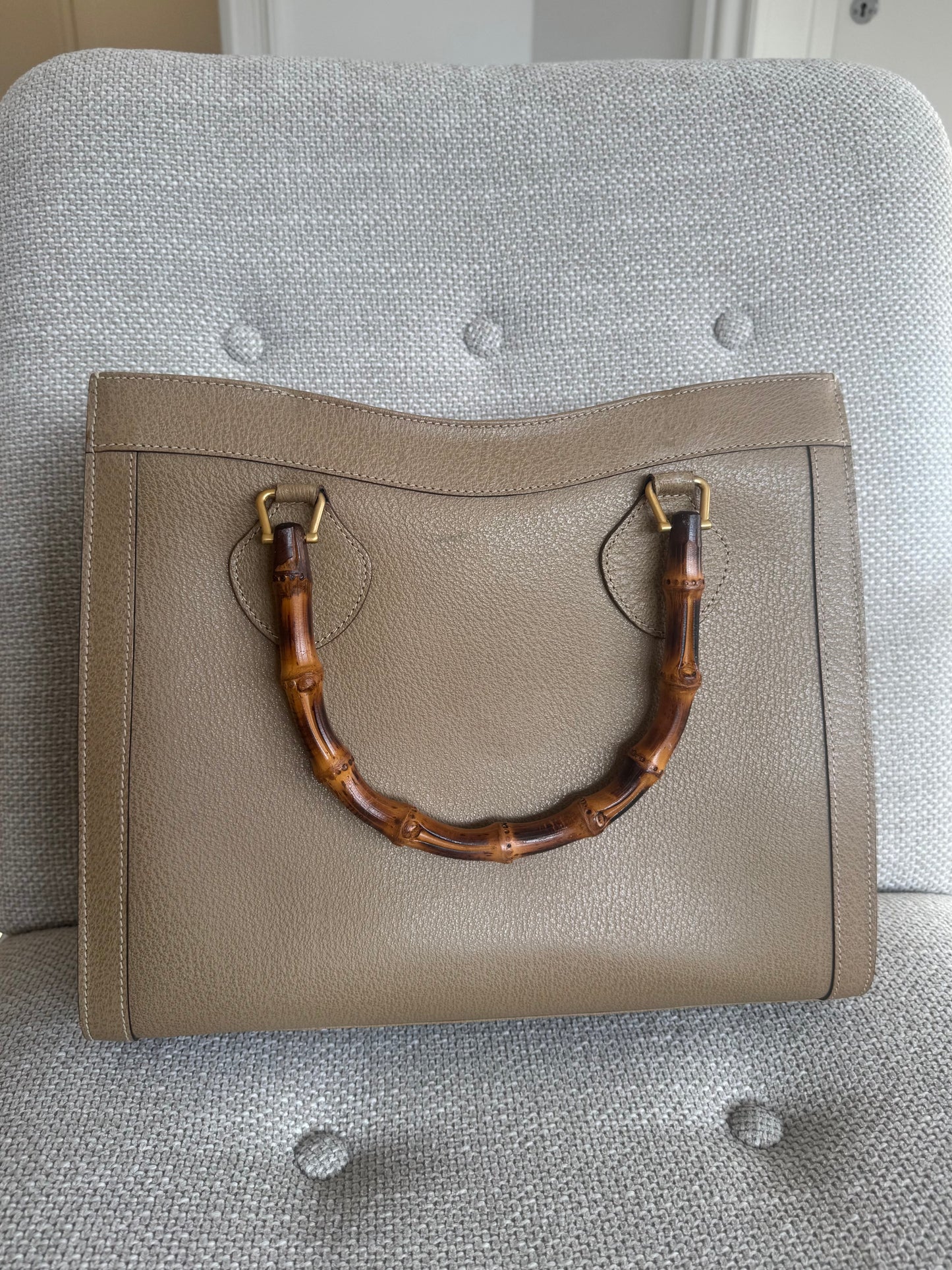 Gucci Diana Beige Bamboo Handbag
