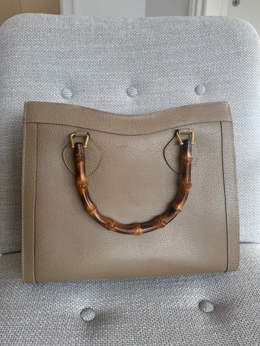 Gucci Diana Beige Bamboo Handbag