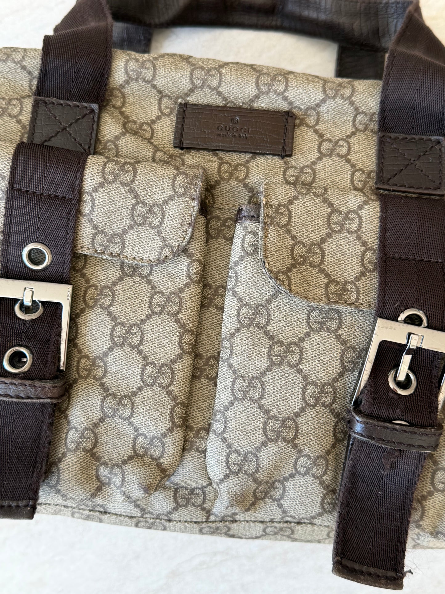 Gucci GG Supreme Boston Double Pocket Handbag