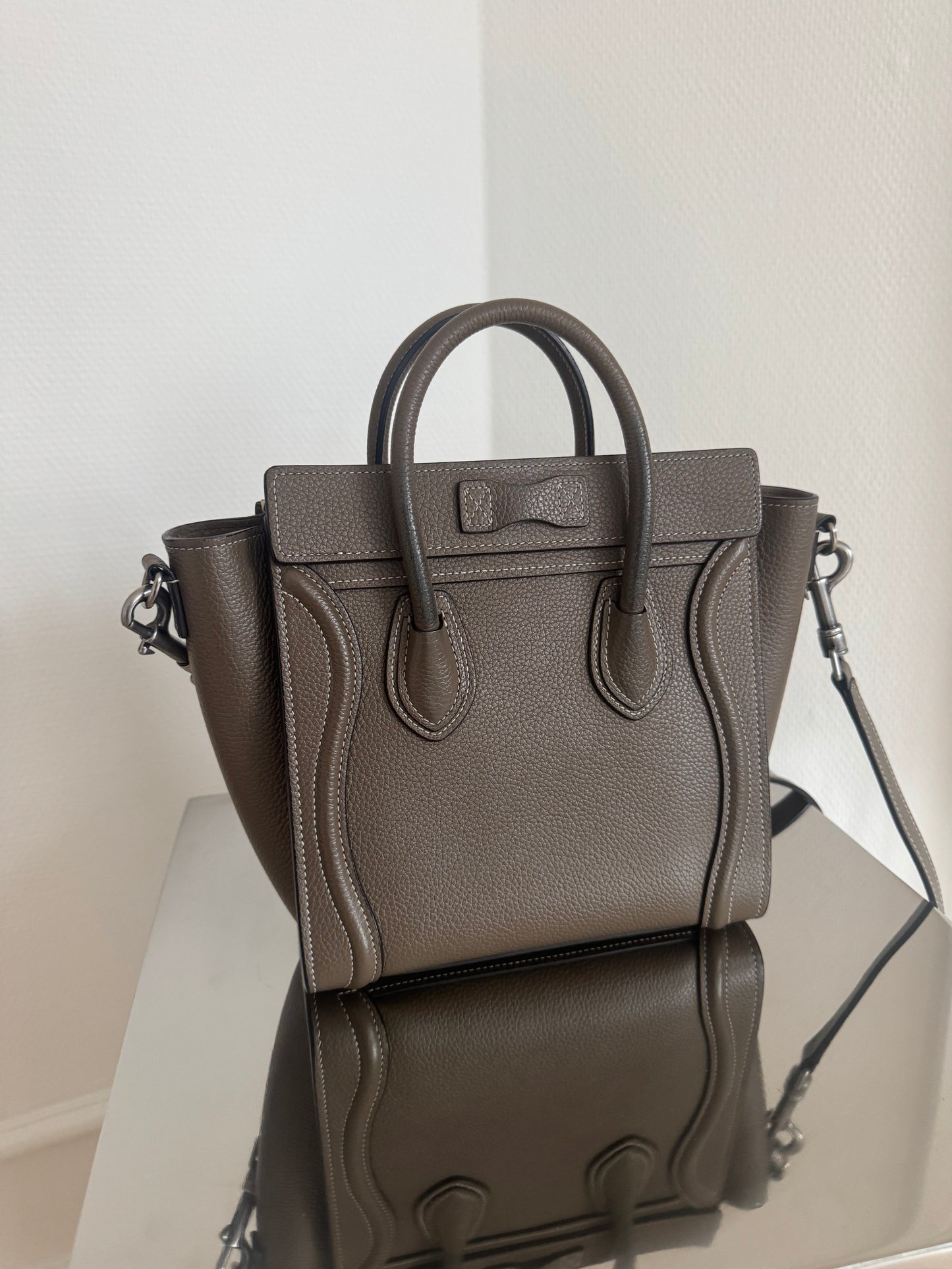 Celine Nano Luggage Taupe crossbody