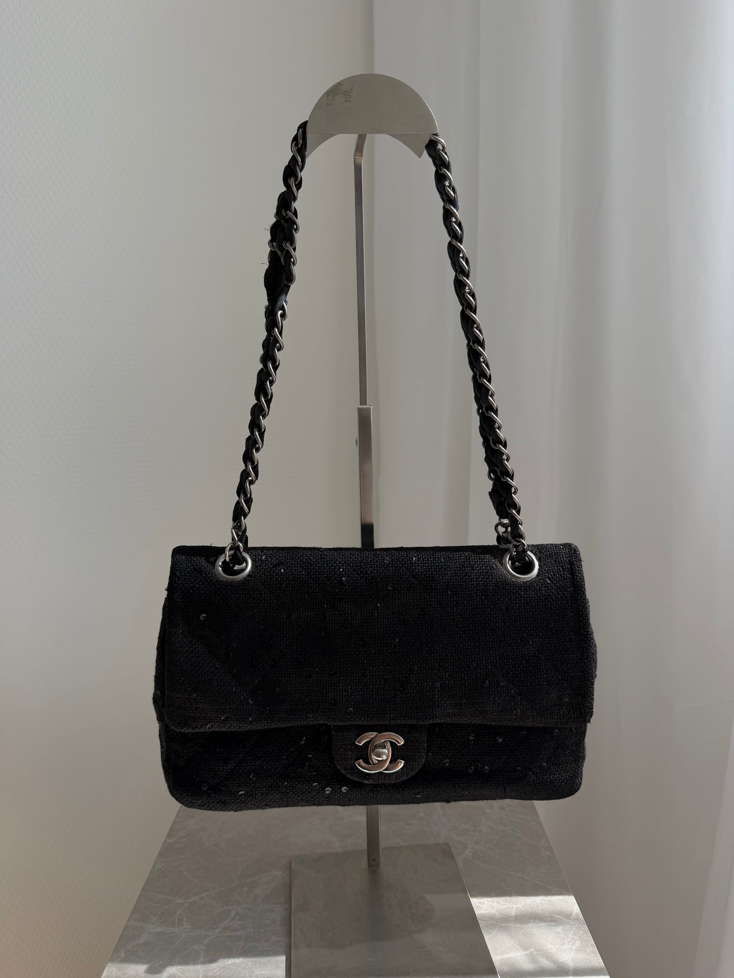 Chanel Tweed Sequin Flap Bag – Black SHW
