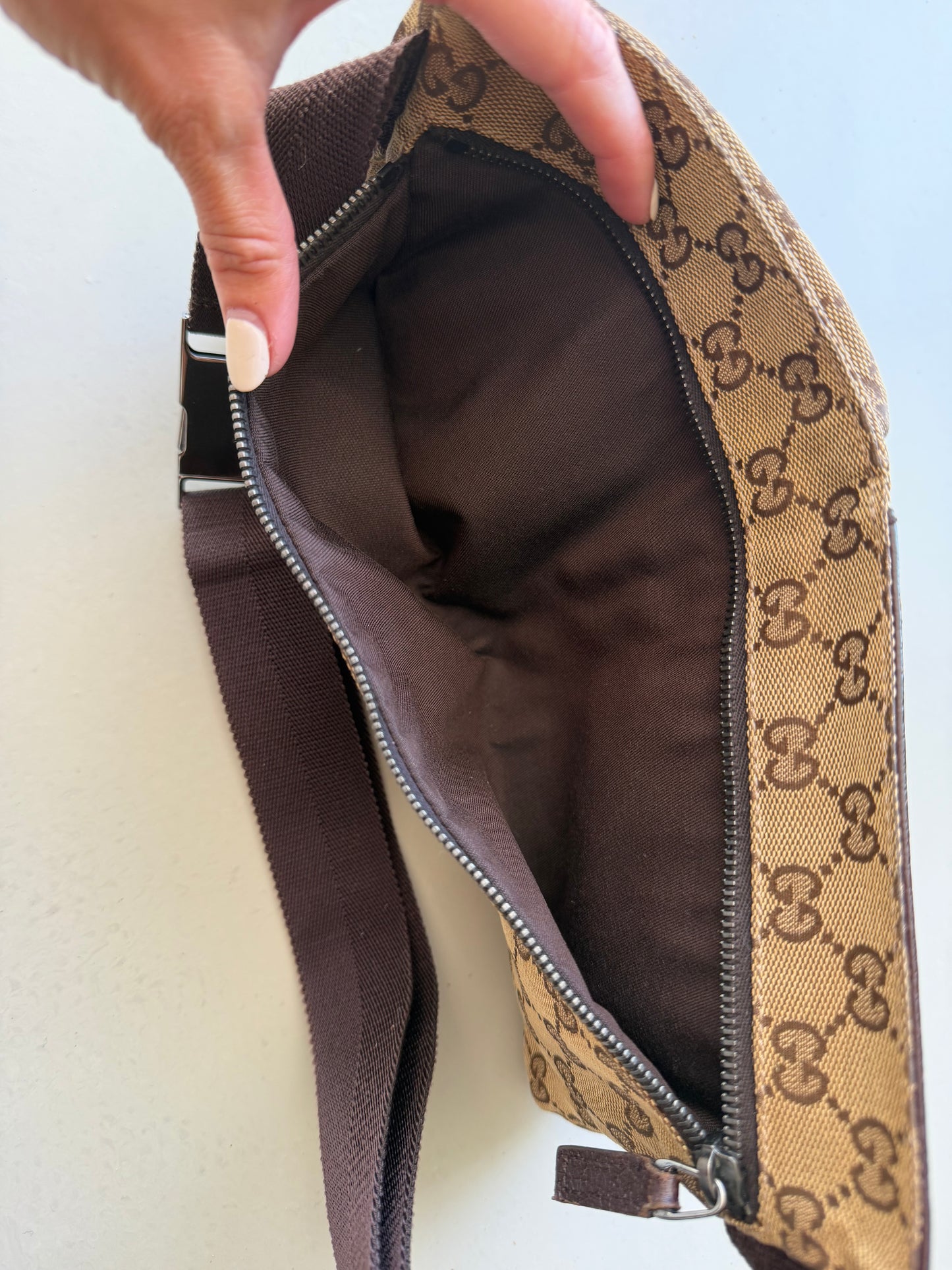 Gucci GG Brown canvas belt bag