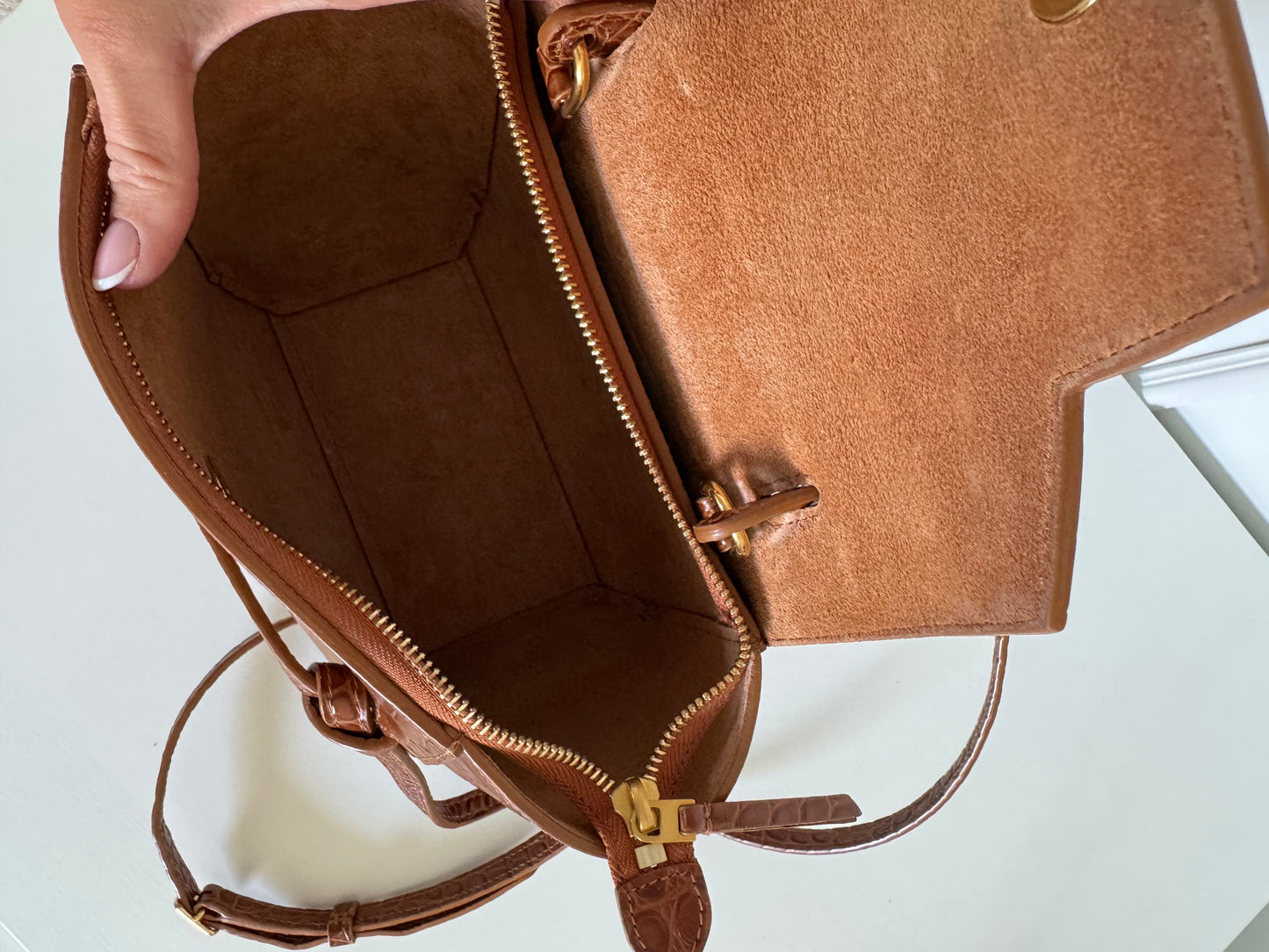 Celine Brown Croc Belt Bag