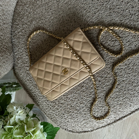 Chanel WOC beige GHW caviar