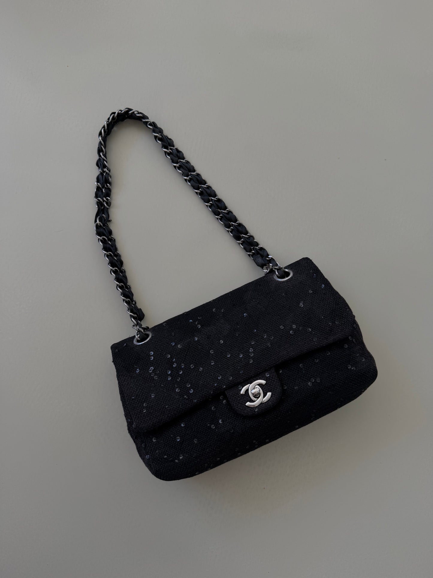 Chanel Tweed Sequin Flap Bag – Black SHW