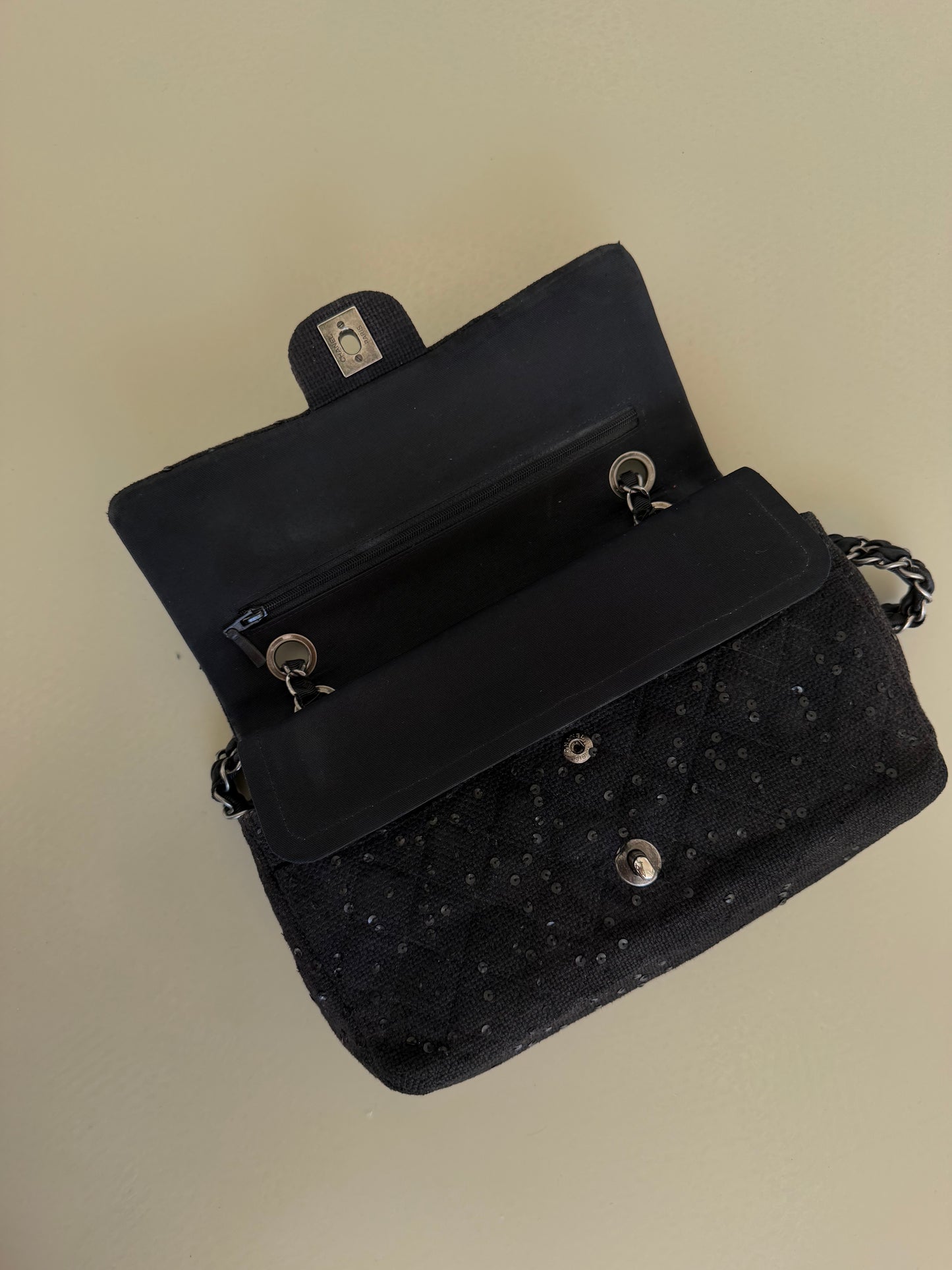 Chanel Tweed Sequin Flap Bag – Black SHW
