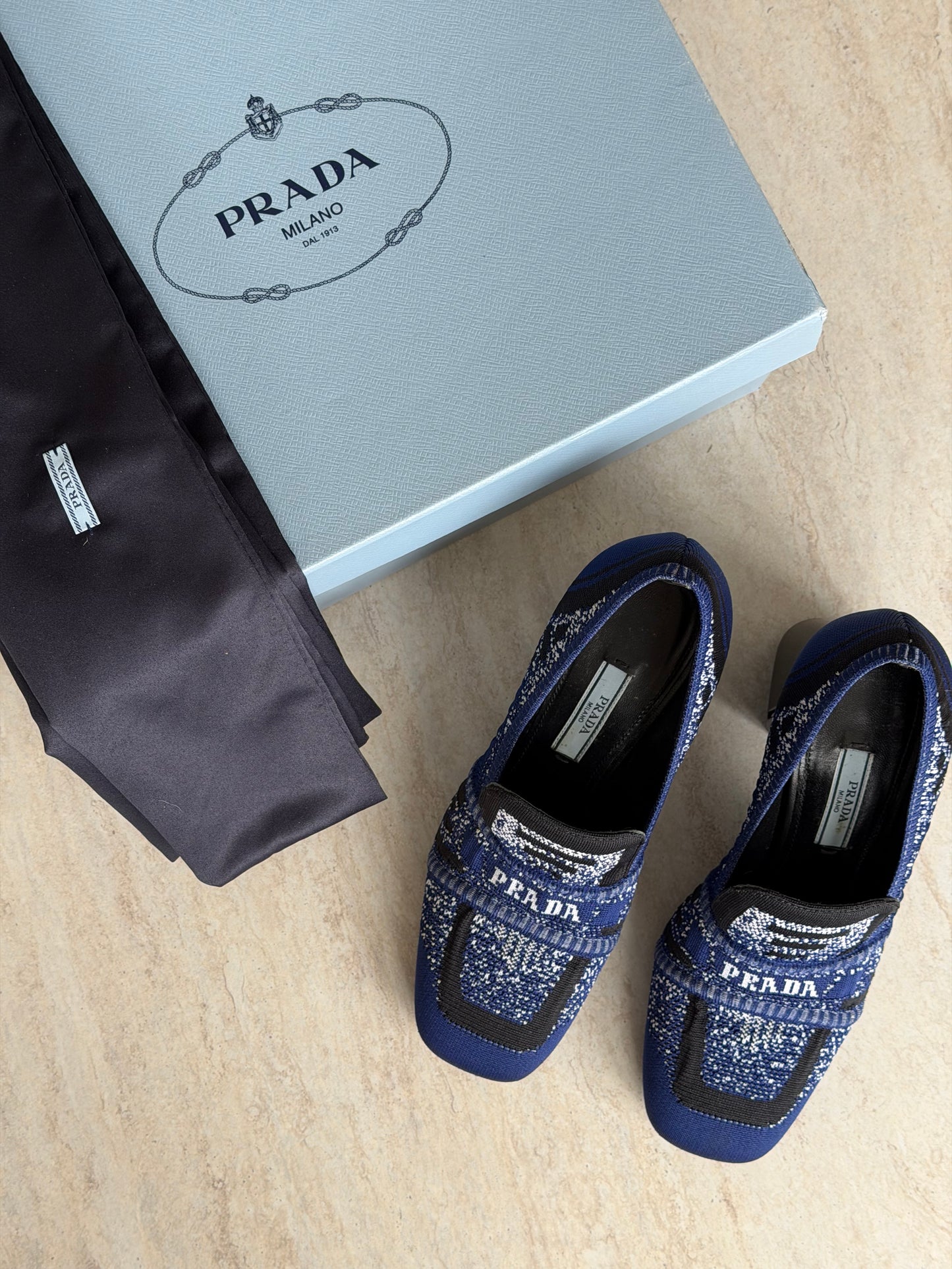 Prada Knit Pumps med blokhæl – str. 36