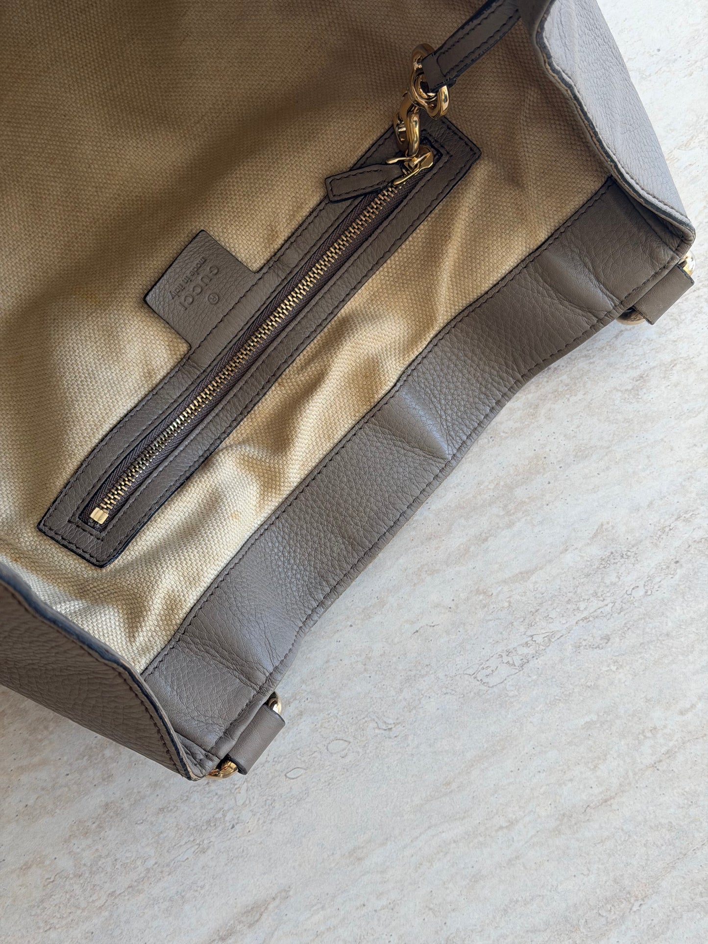 Gucci Soho Leather Taupe Tote