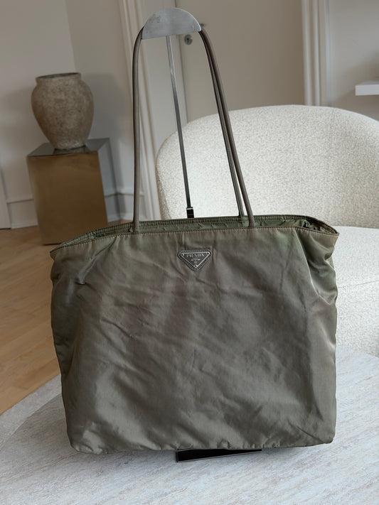 Prada Vintage Nylon Tote Bag – Khaki Green